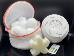 AREBOS Filter ALTERNATIVE Spardeal - Whirlpool Dauerfilter + Filterballs + LED Beleuchtung + Fernbedienung + Schwamm + Reinigungsnetz